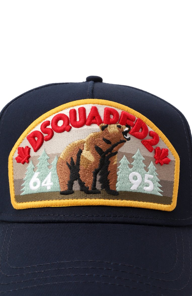 Мужская хлопковая бейсболка DSQUARED2 темно-синего цвета, арт. BCM0875/05C00001 | Фото 4 (Материал: Хлопок, Текстиль; Нос: Не проставлено)