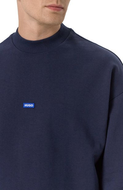 Хлопковый свитшот HUGO BLUE темно-синего цвета по цене 13600 руб., арт. 50522359, фото 5 Хлопковый свитшот HUGO BLUE, арт. 50522359, фото 5