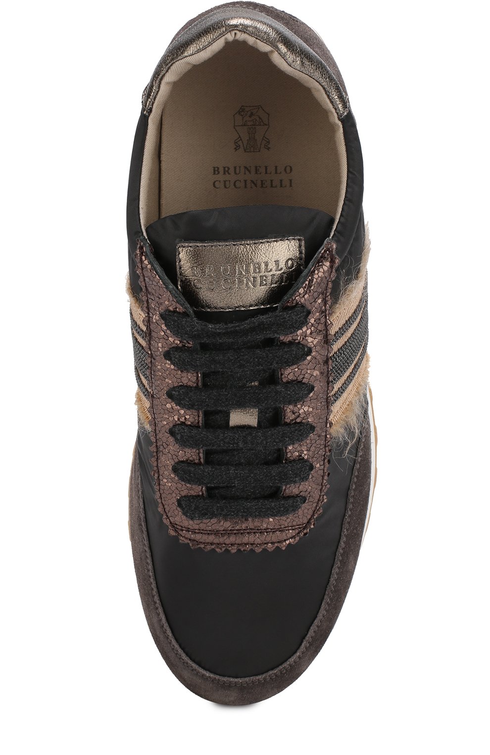 Комбинированные кроссовки с глиттером на шнуровке BRUNELLO CUCINELLI, арт. MZ30G1254, фото 5