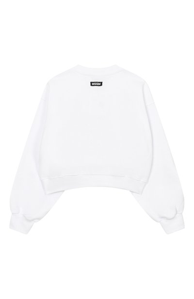Хлопковый свитшот MSGM KIDS белого цвета по цене 13800 руб., арт. S6MSJGSW079, фото 2 Хлопковый свитшот MSGM KIDS, арт. S6MSJGSW079, фото 2