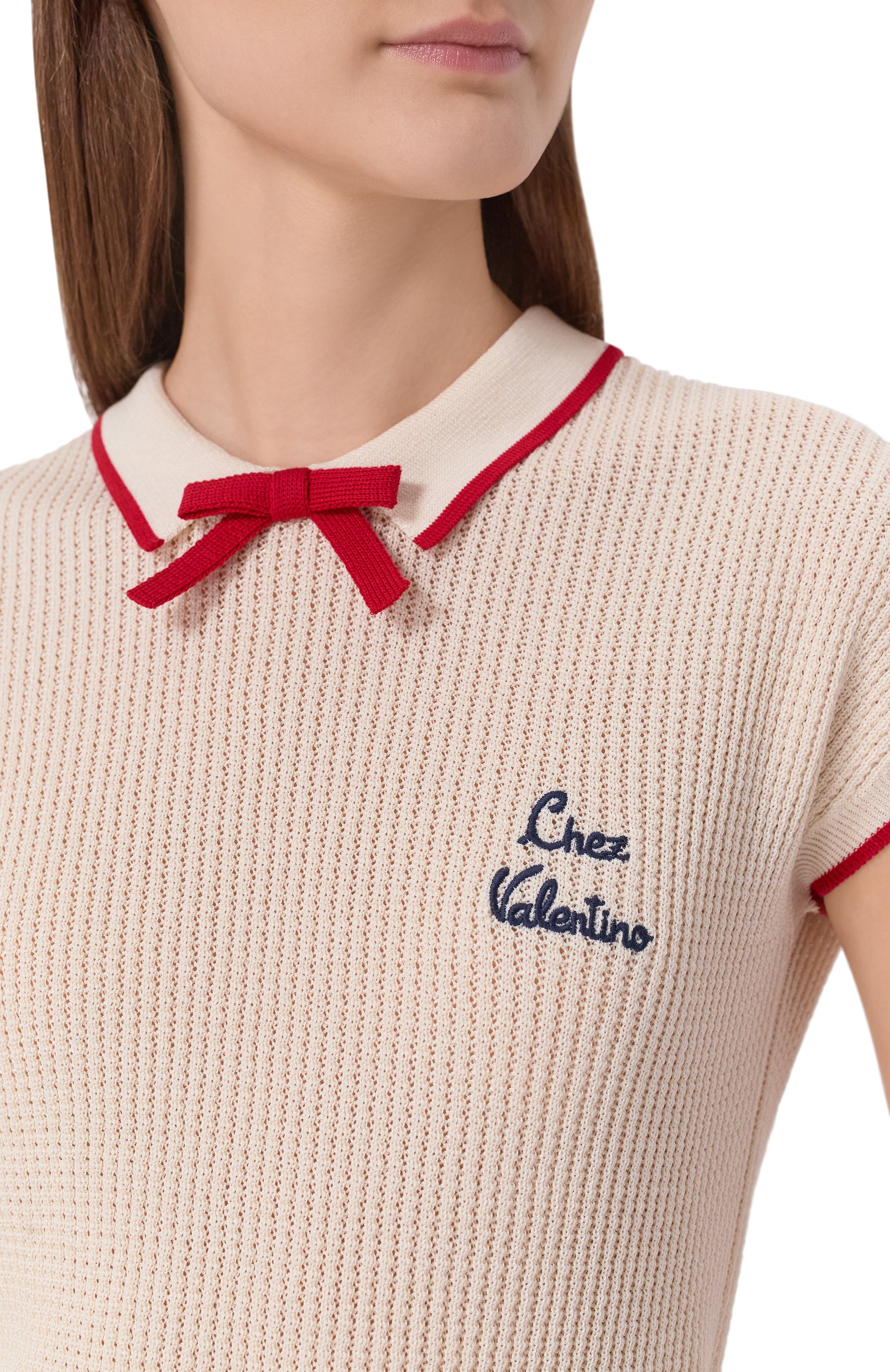 Пуловер из хлопка и вискозы VALENTINO кремового цвета по цене 171500 руб., арт. 8B3KC66T/9JV, фото 5 Пуловер из хлопка и вискозы VALENTINO, арт. 8B3KC66T/9JV, фото 5