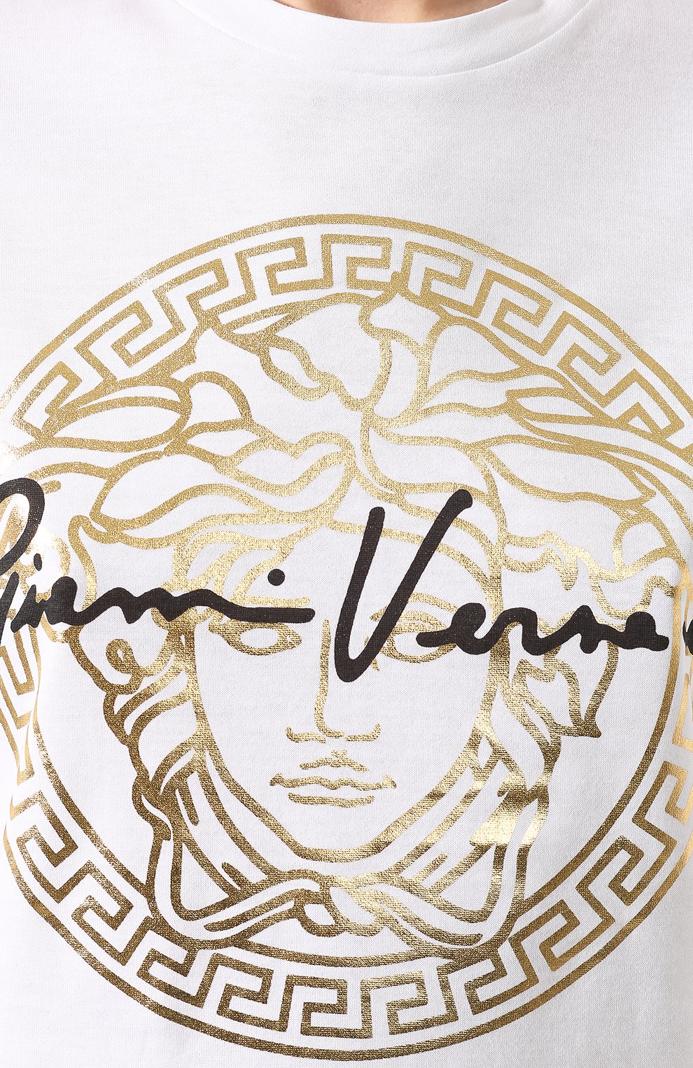 Хлопковая футболка VERSACE белого цвета по цене 29950 руб., арт. A85760/A228806, фото 5 Хлопковая футболка VERSACE, арт. A85760/A228806, фото 5