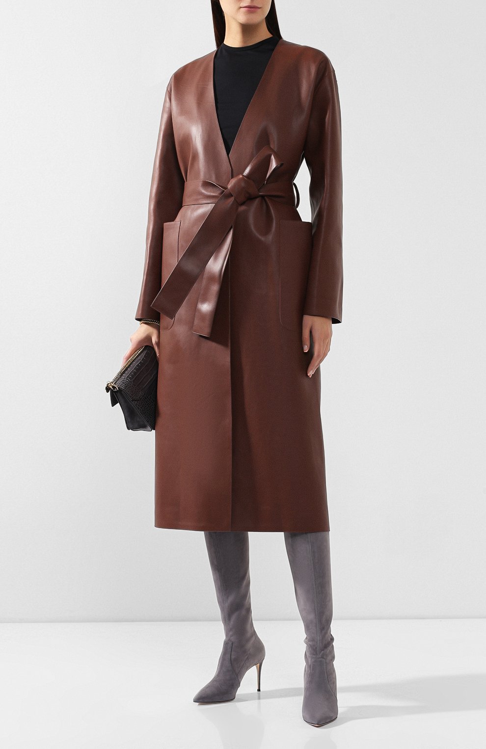 Замшевые ботфорты CASADEI темно-серого цвета по цене 145000 руб., арт. 1T853E0801T00059200, фото 2 Замшевые ботфорты CASADEI, арт. 1T853E0801T00059200, фото 2