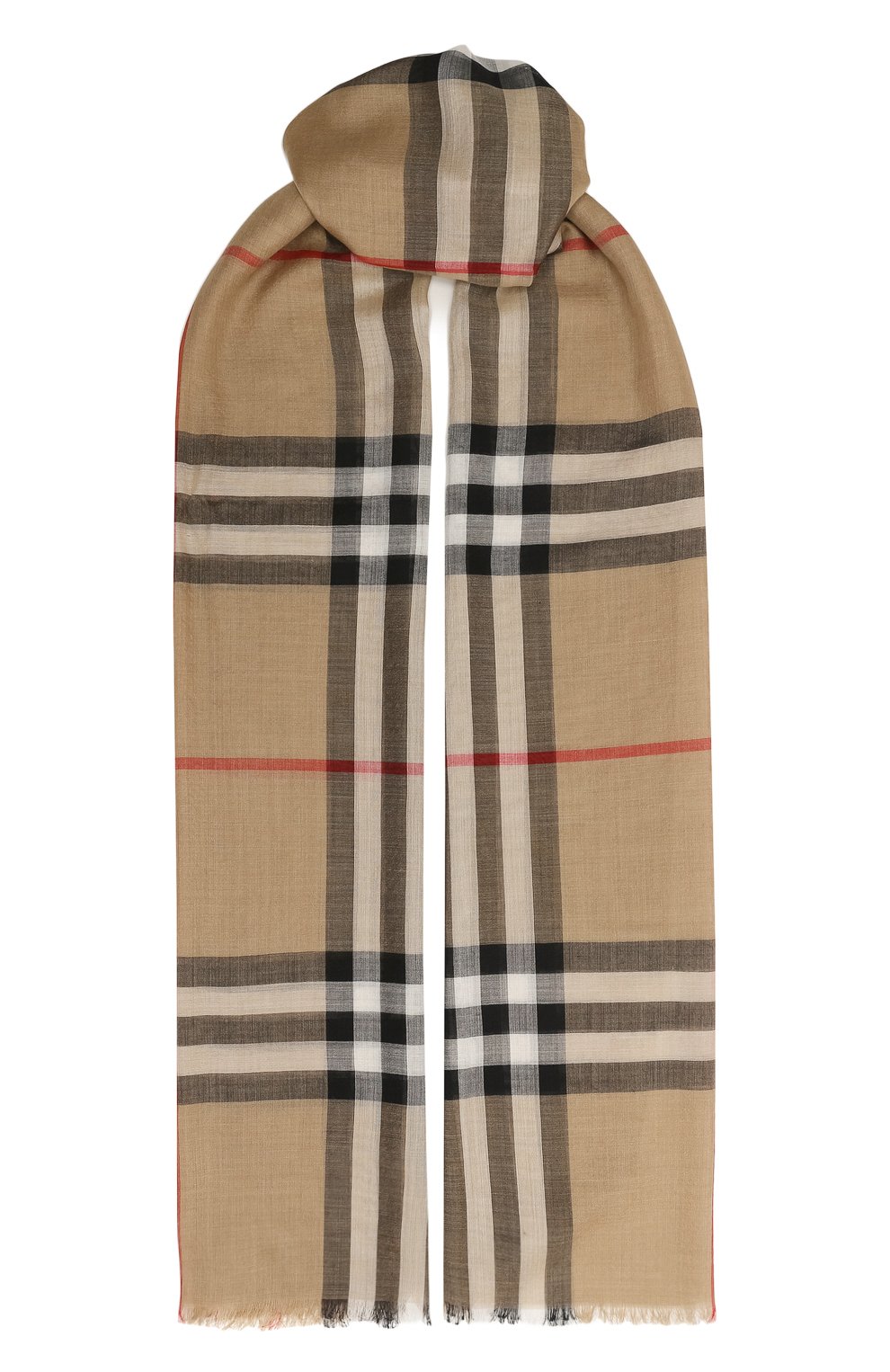 Палантин из шерсти и шелка BURBERRY бежевого цвета по цене 59950 руб., арт. 8078779, фото 1 Палантин из шерсти и шелка BURBERRY, арт. 8078779, фото 1