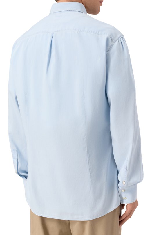 Хлопковая рубашка Brunello Cucinelli MR6831716P Голубой  MR6831716P Фото 4