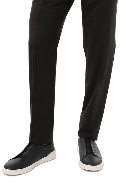 Кожаные кеды triple stitch ZEGNA темно-синего цвета по цене 83150 руб., арт. LHCV0/S4667Z, фото 3 Кожаные кеды triple stitch ZEGNA, арт. LHCV0/S4667Z, фото 3