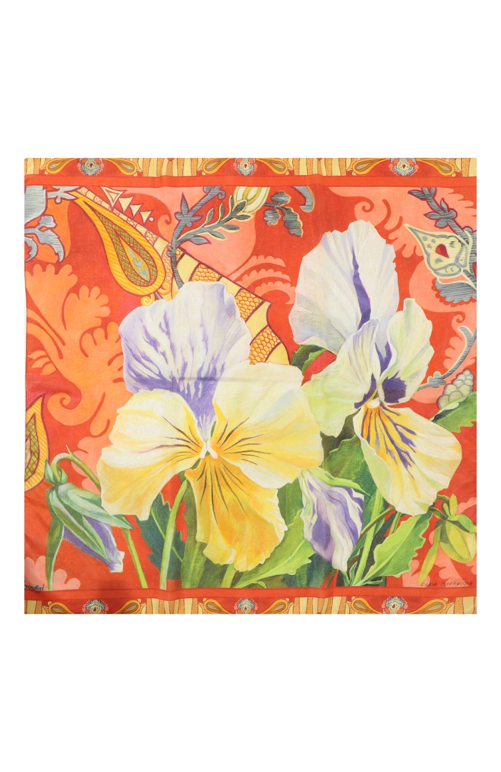 Шелковый платок анютины глазки GOURJI, арт. 91121137/518171172, фото 4
