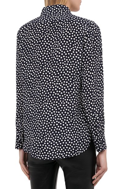 Шелковая рубашка SAINT LAURENT синего цвета по цене 119500 руб., арт. 395733/Y3B46, фото 4 Шелковая рубашка SAINT LAURENT, арт. 395733/Y3B46, фото 4