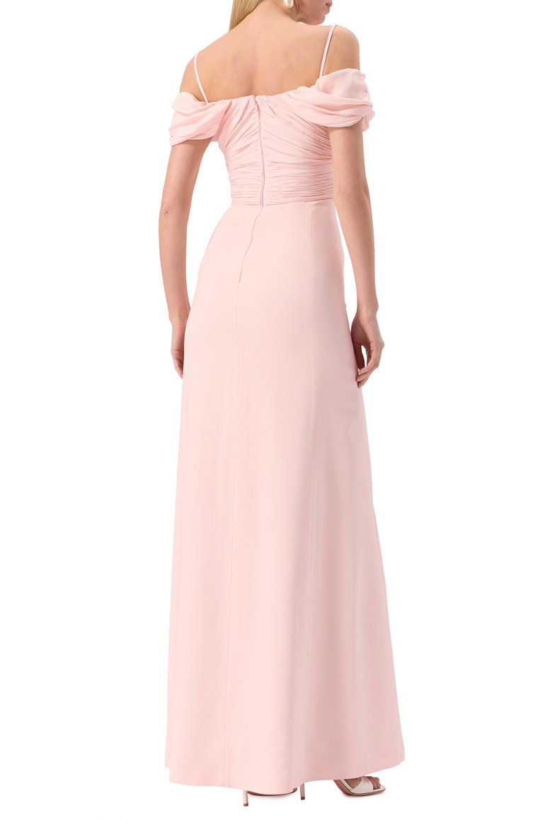 Женское платье GIAMBATTISTA VALLI светло-розового цвета, арт. 25SSPVTE5139-18GDM | Фото 4 (Длина Ж (юбки, платья, шорты): Макси; Материал сплава: Проставлено; Драгоценные камни: Проставлено; Стили: Романтичный; Рукава: На бретелях; Женское Кросс-КТ: Платье-одежда; Случай: Коктейльный; Материал внешний: Синтетический материал)