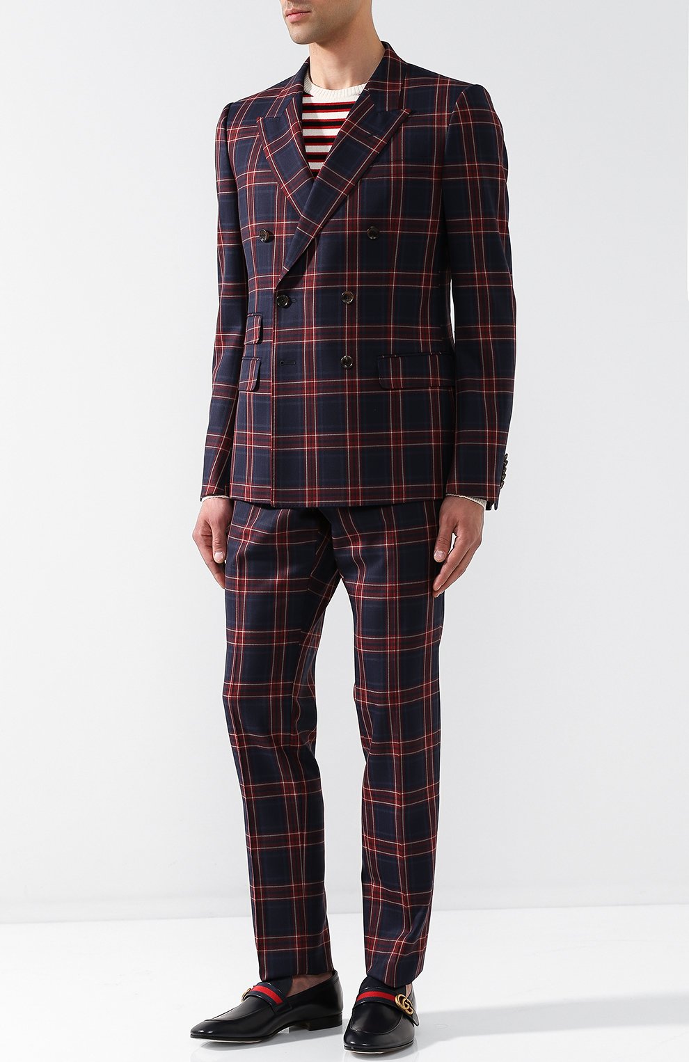 Шерстяной костюм в клетку с двубортным пиджаком GUCCI, арт. 473208/Z544D, фото 1