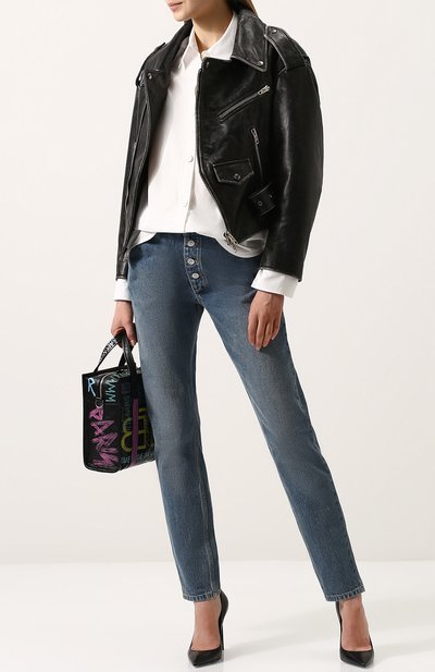 Кожаная куртка свободного кроя с косой молнией BALENCIAGA, арт. 502557/TXH07, фото 2