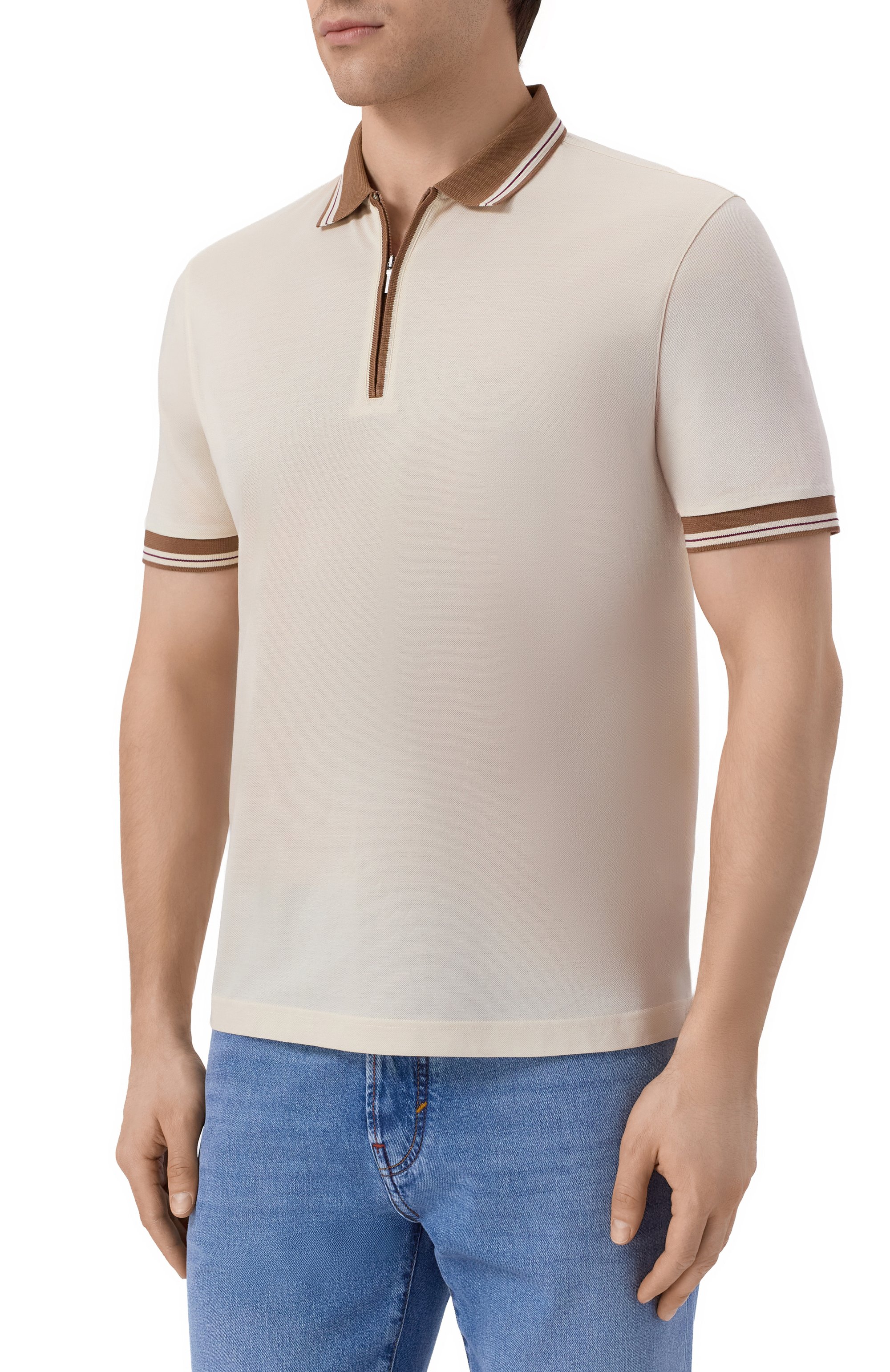 Хлопковое поло GRAN SASSO светло-бежевого цвета по цене 26050 руб., арт. 60147/74219, фото 3 Хлопковое поло GRAN SASSO, арт. 60147/74219, фото 3