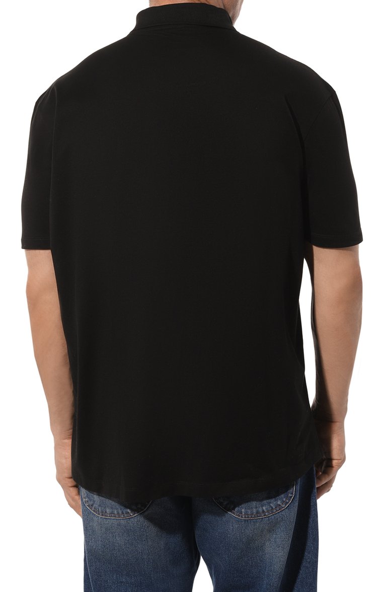Мужское хлопковое поло PAUL&SHARK черного цвета, арт. C0P1013/3XL-6XL | Фото 4 (Материал внешний: Хлопок; Рукава: Короткие; Длина (для топов): Удлиненные; Застежка: Пуговицы; Стили: Кэжуэл; Принт: Без принта; Мужское Кросс-КТ: Футболка-одежда; Автоматизация состава: Проставлено; Автоматизация ТО: Проставлено; Детали: Без декора)