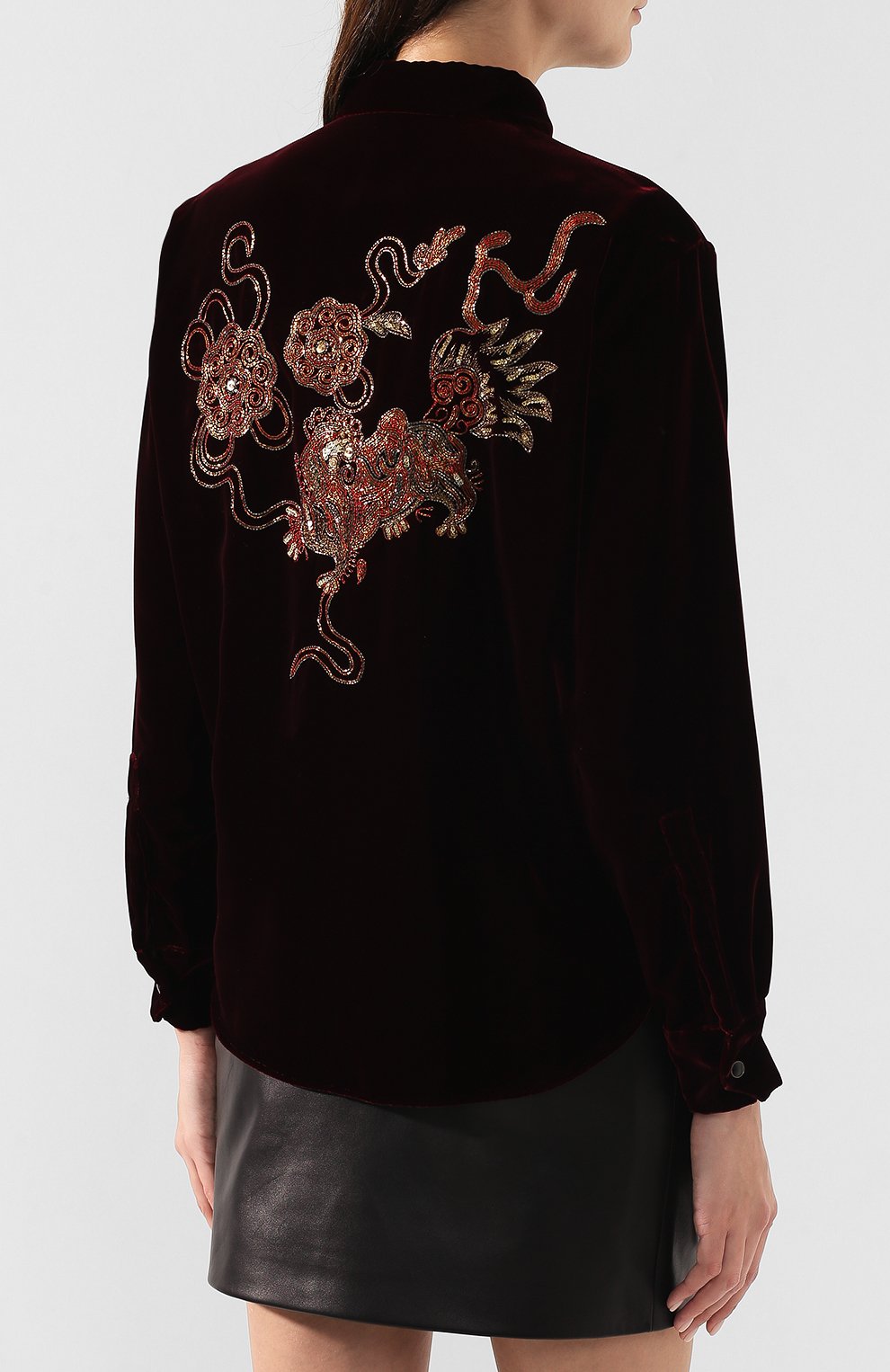 Бархатная рубашка SAINT LAURENT, арт. 590083/Y525R, фото 4