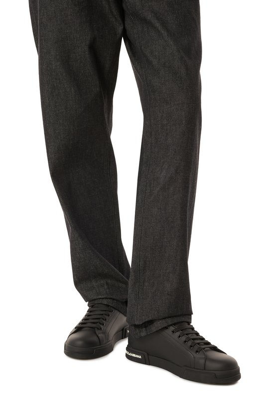 Кожаные кеды Portofino Dolce & Gabbana CS2213/AA335 Чёрный  CS2213/AA335 Фото 3