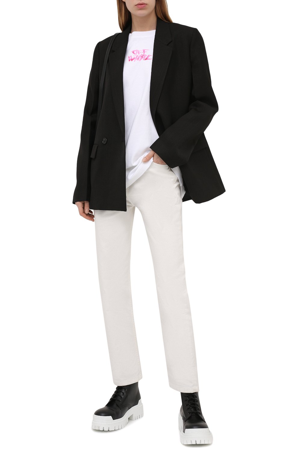 Хлопковая футболка OFF-WHITE белого цвета по цене 28600 руб., арт. 0WAA091S21JER001, фото 2 Хлопковая футболка OFF-WHITE, арт. 0WAA091S21JER001, фото 2