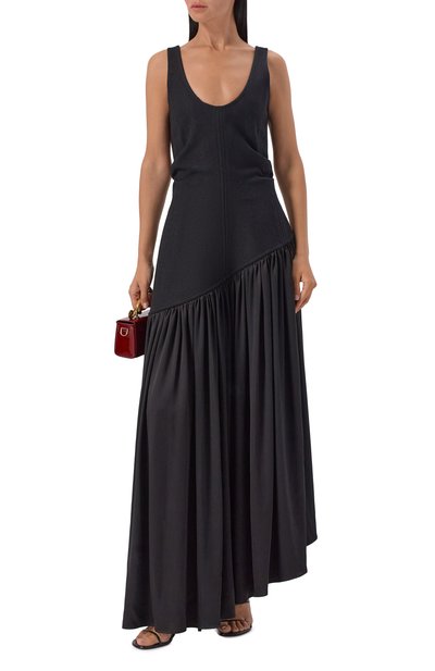 Платье из хлопка и вискозы BOTTEGA VENETA черного цвета по цене 995000 руб., арт. 862477/V6BI0, фото 2 Платье из хлопка и вискозы BOTTEGA VENETA, арт. 862477/V6BI0, фото 2