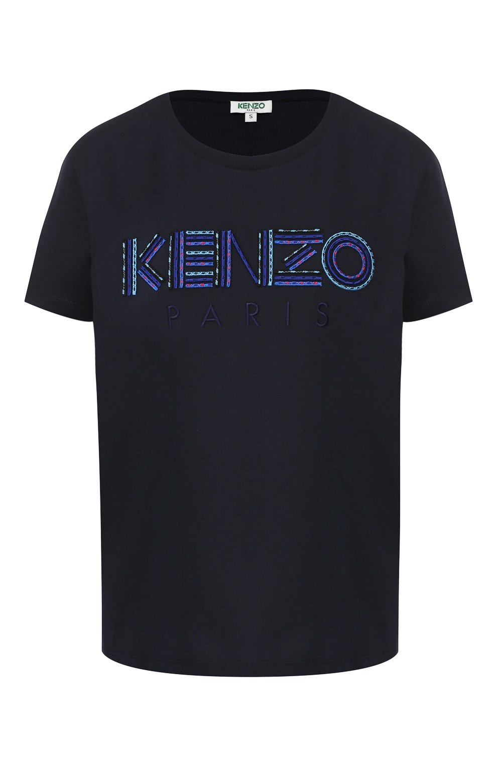 Хлопковая футболка KENZO темно-синего цвета по цене 11050 руб., арт. F962TS809935, фото 1 Хлопковая футболка KENZO, арт. F962TS809935, фото 1
