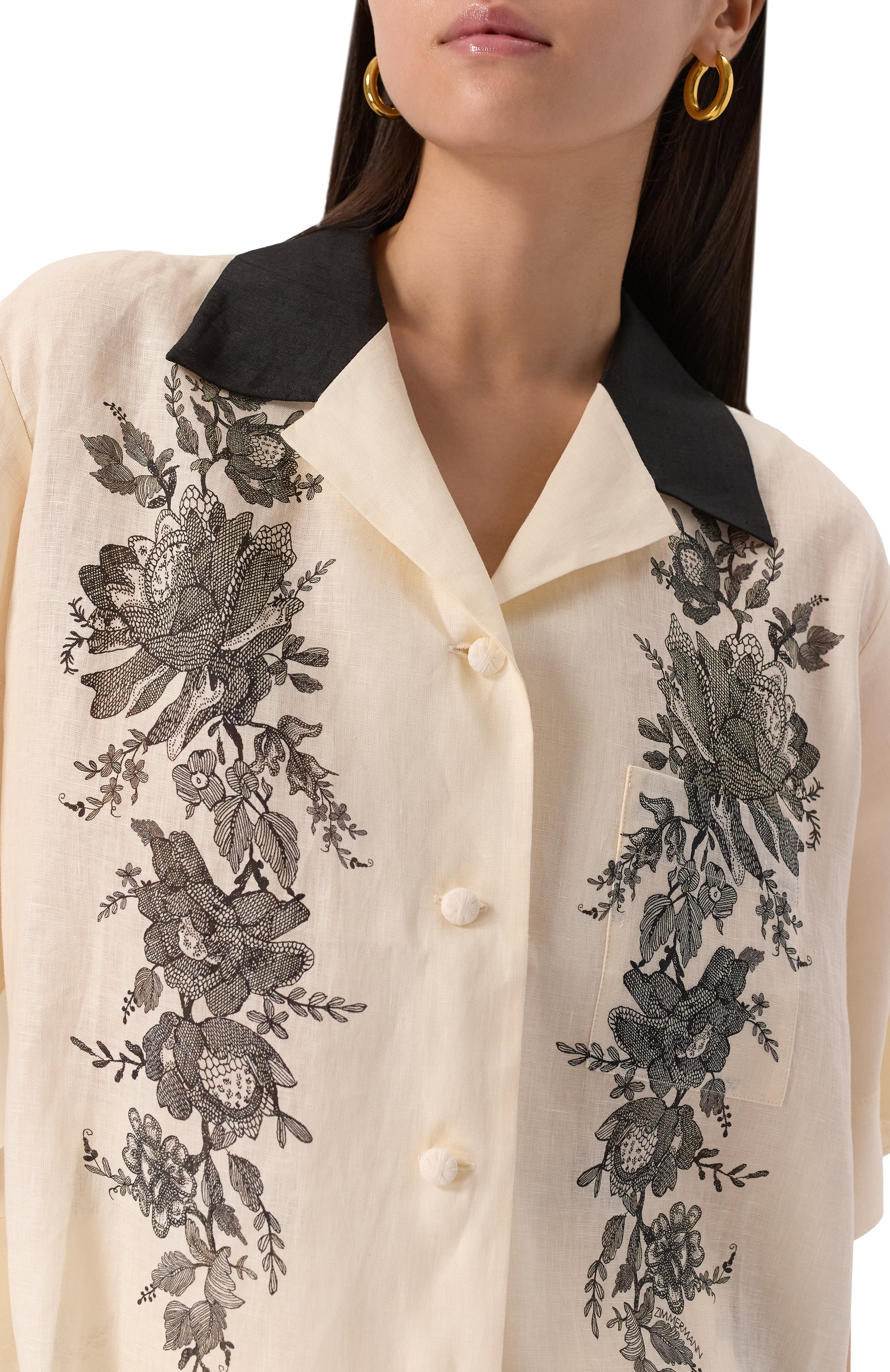 Льняная рубашка ZIMMERMANN кремового цвета по цене 113500 руб., арт. 2594TR25R, фото 5 Льняная рубашка ZIMMERMANN, арт. 2594TR25R, фото 5