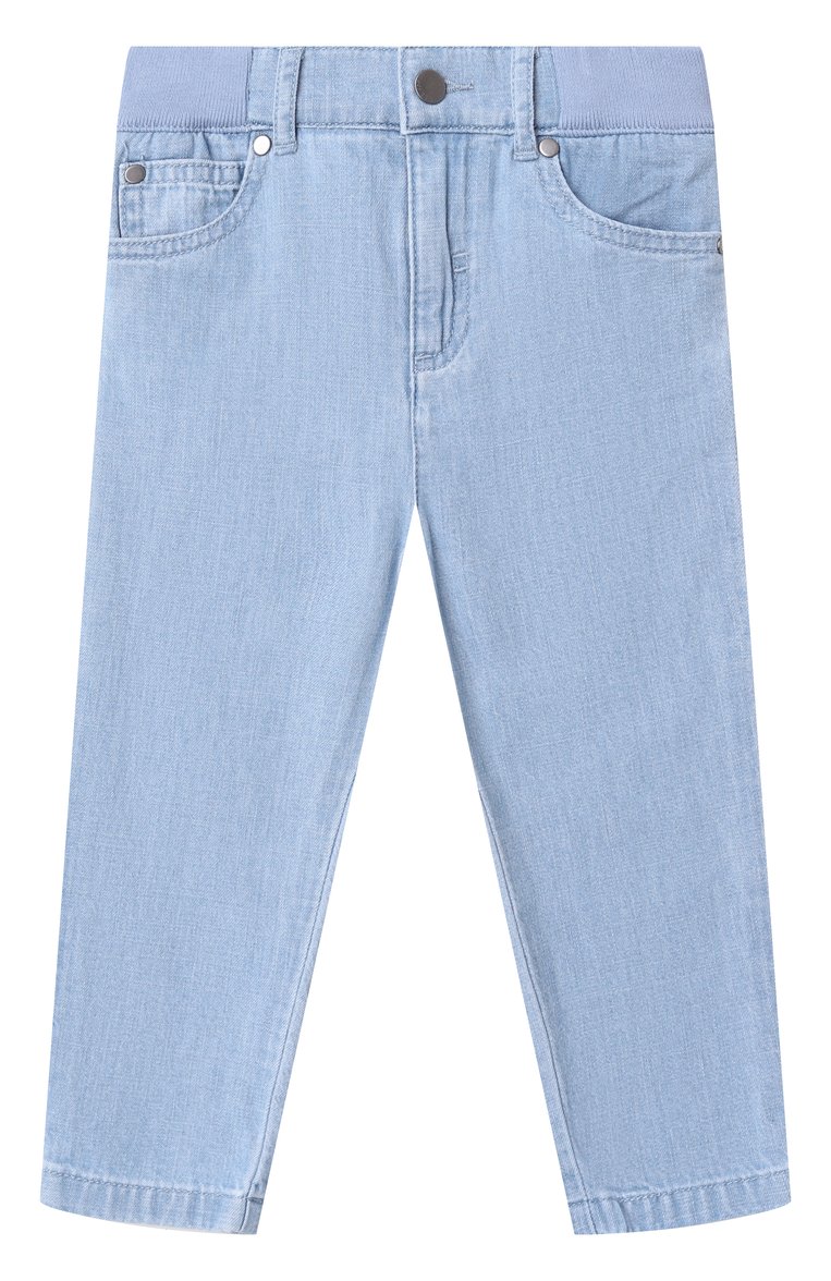 Детские джинсы STELLA MCCARTNEY голубого цвета, арт. TW6120. | Фото 1 (Нос: Не проставлено; Детали: На резинке; Материал внешний: Хлопок; Автоматизация состава: Проставлено; Ростовка одежда: 24 мес | 92 см)