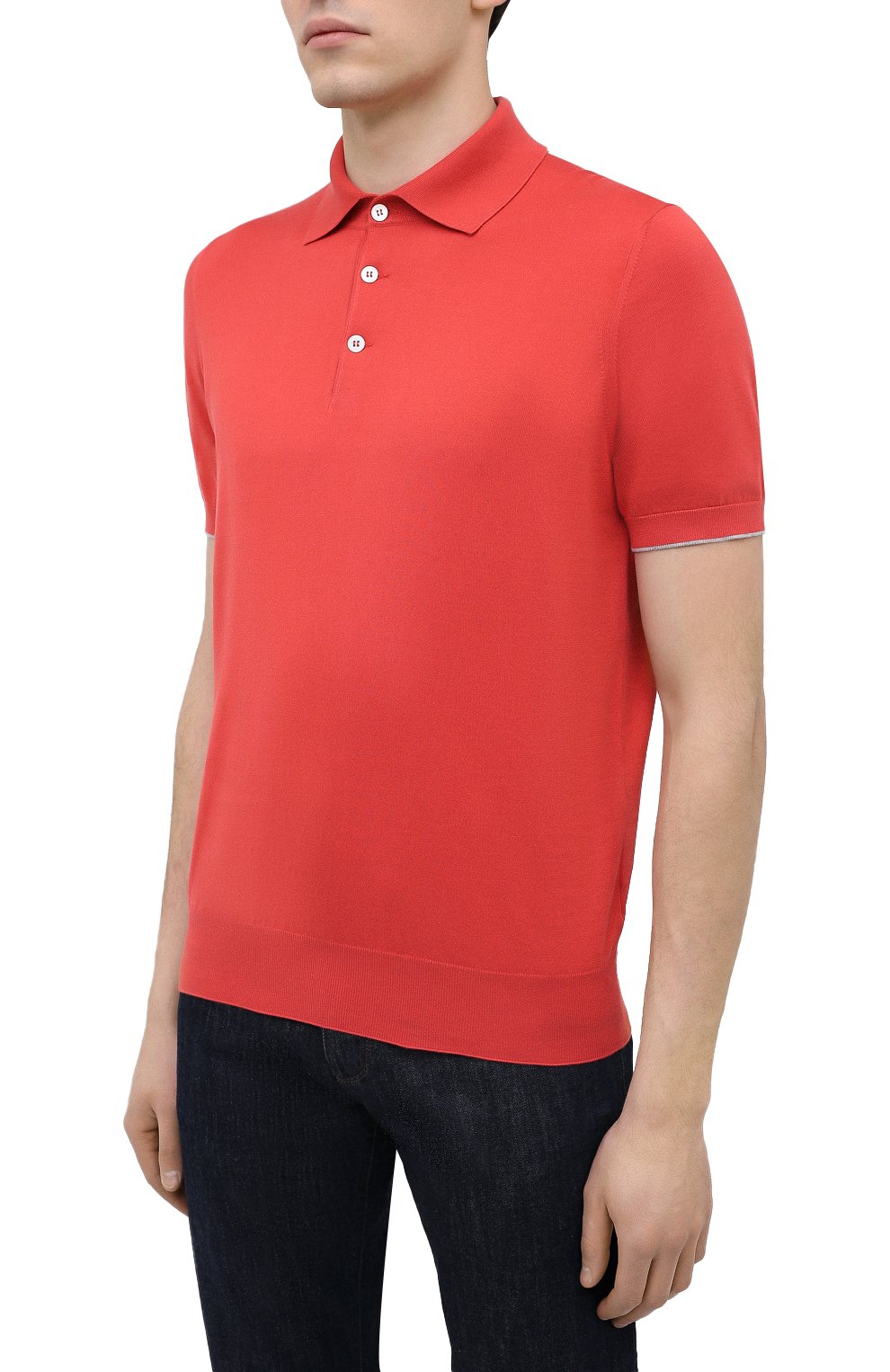 Хлопковое поло BRUNELLO CUCINELLI красного цвета по цене 89950 руб., арт. M29800125, фото 3 Хлопковое поло BRUNELLO CUCINELLI, арт. M29800125, фото 3