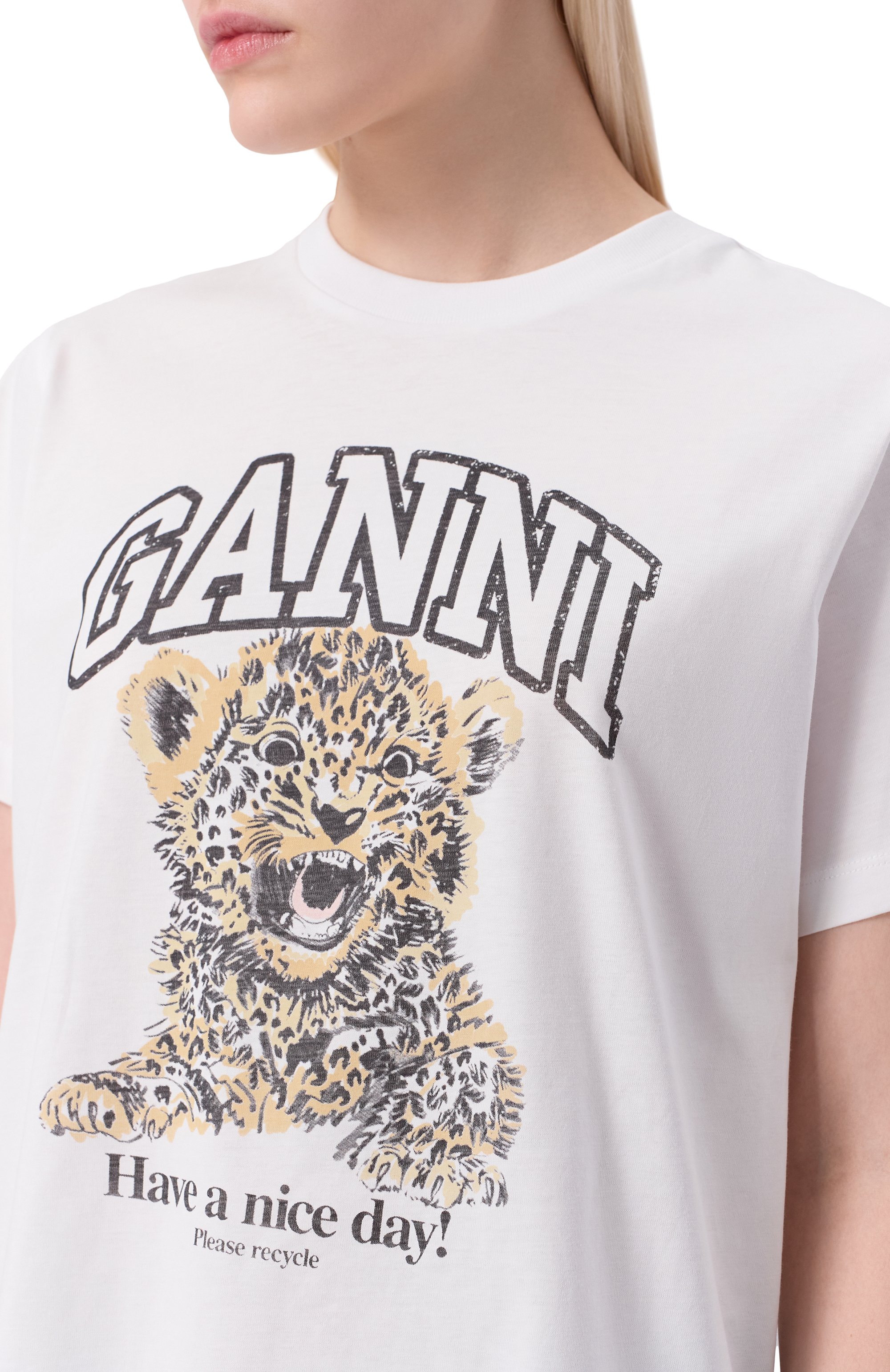 Хлопковая футболка GANNI, арт. T4124, фото 5