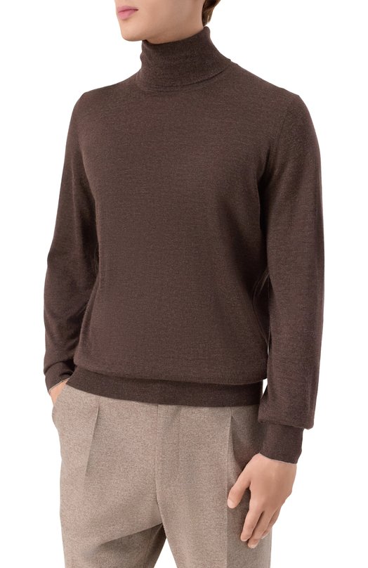 Водолазка из кашемира и шелка Brunello Cucinelli M2300103 Коричневый  M2300103 Фото 3