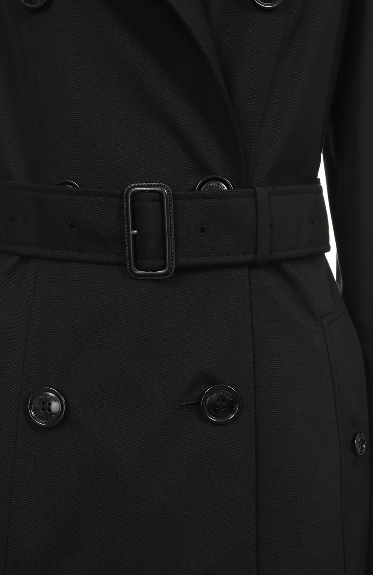 Женский хлопковый тренч BURBERRY черного цвета, арт. 8059272 | Фото 6 (Длина (верхняя одежда): До колена; Материал внешний: Хлопок; Кросс-КТ: Куртка; Рукава: Длинные; Материал подклада: Хлопок; Стили: Классический; Автоматизация ТО: Проставлено; Автоматизация состава: Проставлено)