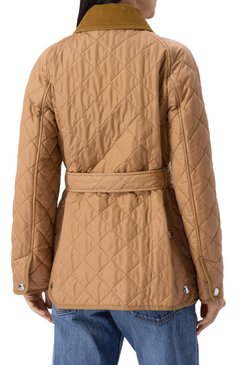 Женская куртка BURBERRY бежевого цвета, арт. 8071842 | Фото 4 (Рукава: Длин�ные; Материал подклада: Синтетический материал; Драгоценные камни: Проставлено; Материал сплава: Проставлено; Длина (верхняя одежда): Короткие; Кросс-КТ: Легкие, Куртка; Стили: Кэжуэл; Материал внешний: Синтетический материал)