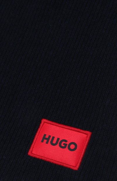Шерстяной шарф HUGO темно-синего цвета по цене 12500 руб., арт. 50496020, фото 4 Шерстяной шарф HUGO, арт. 50496020, фото 4
