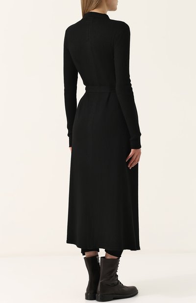 Однотонное кашемировое пальто с поясом RICK OWENS, арт. RP18S8603/WSB, фото 4
