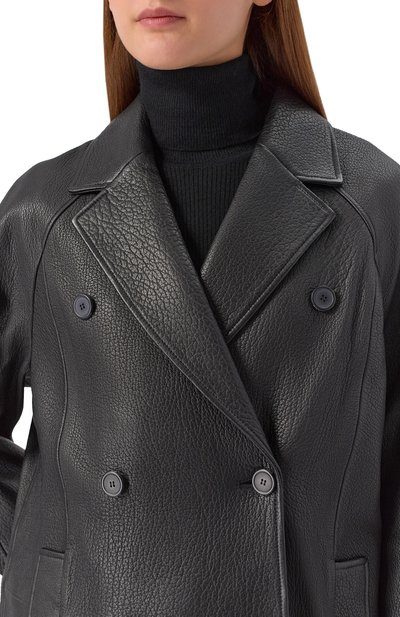 Кожаное полупальто 12 STOREEZ черного цвета по цене 120000 руб., арт. 119111, фото 5 Кожаное полупальто 12 STOREEZ, арт. 119111, фото 5