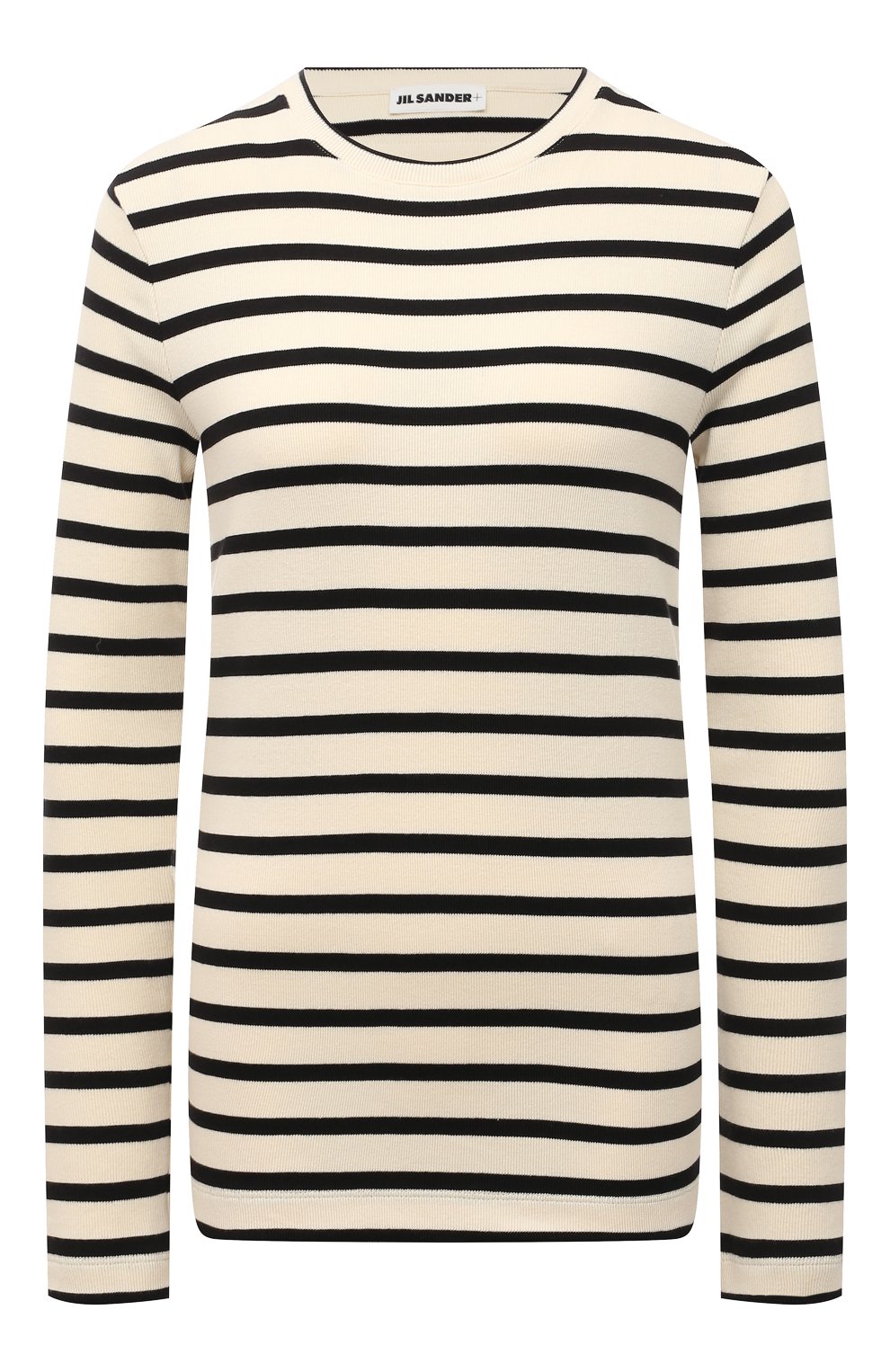 Хлопковый пуловер JIL SANDER черно-белого цвета по цене 35450 руб., арт. JPPU707523-WU247518, фото 1 Хлопковый пуловер JIL SANDER, арт. JPPU707523-WU247518, фото 1