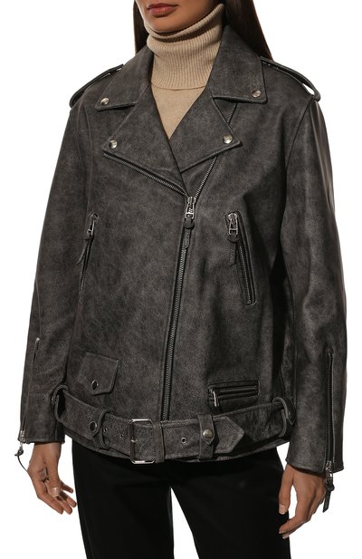 Кожаная куртка ALINE серого цвета по цене 165000 руб., арт. AL22FW010908, фото 3 Кожаная куртка ALINE, арт. AL22FW010908, фото 3