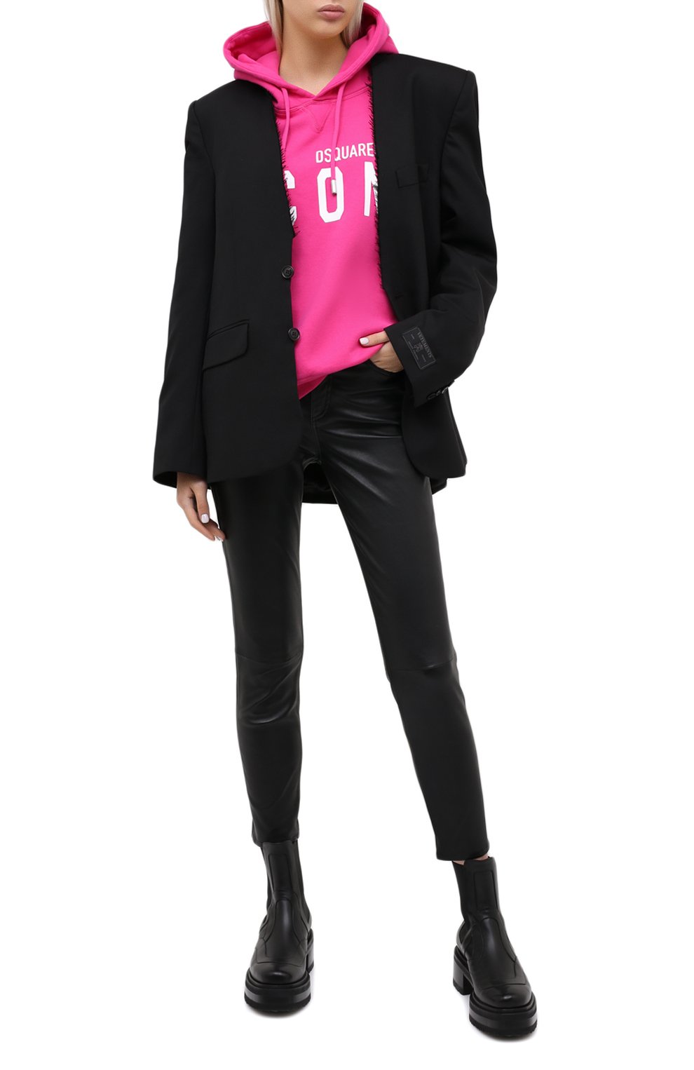 Хлопковое худи DSQUARED2 розового цвета по цене 32450 руб., арт. S80GU0004/S25042, фото 2 Хлопковое худи DSQUARED2, арт. S80GU0004/S25042, фото 2