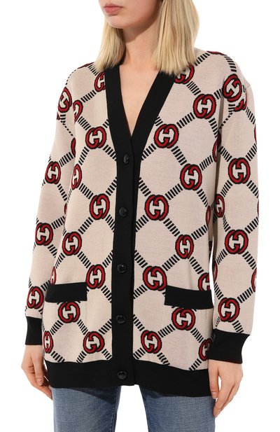 Шерстяной кардиган GUCCI кремового цвета по цене 285120 руб., арт. 678308 XKB7T, фото 3 Шерстяной кардиган GUCCI, арт. 678308 XKB7T, фото 3
