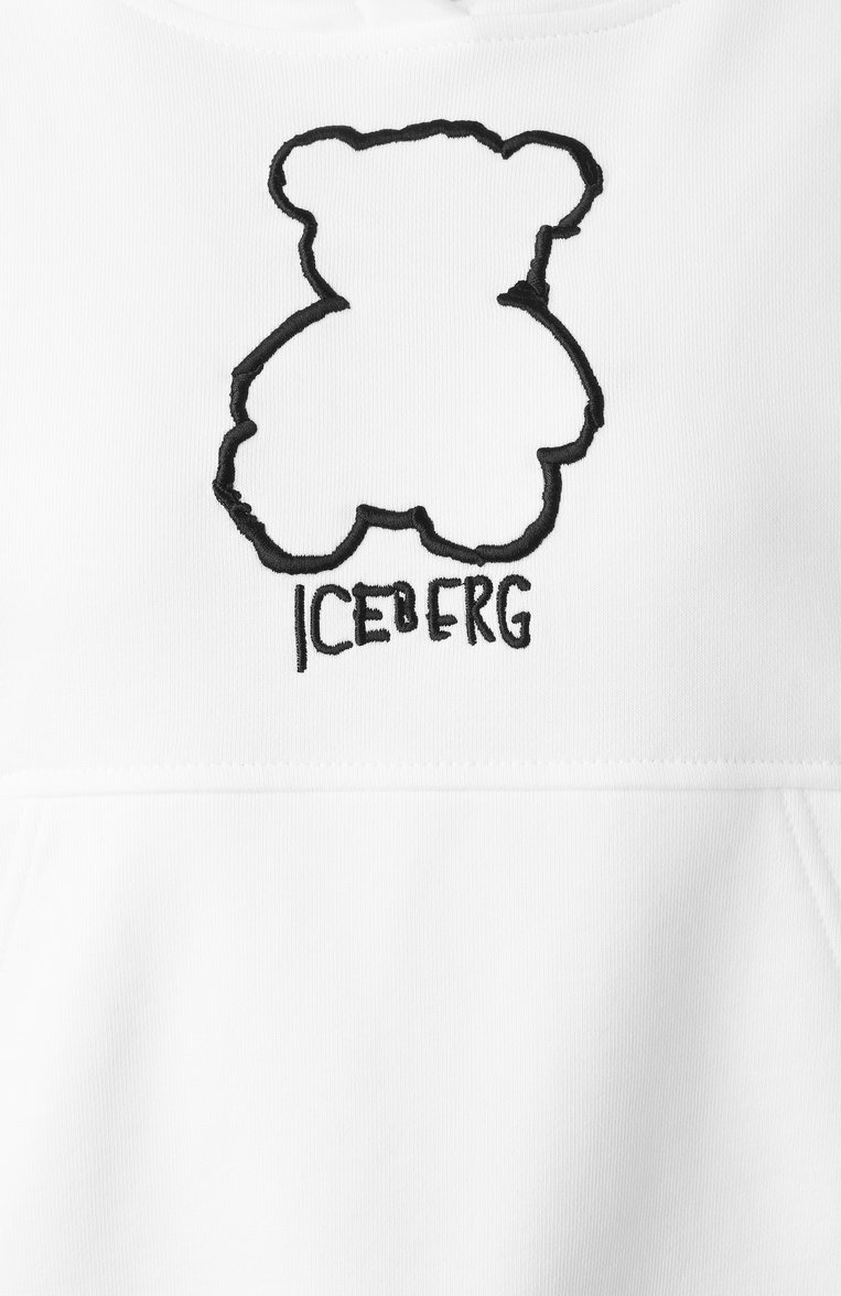 Женский хлопковое худи ICEBERG белого цвета, арт. E071/6300 | Фото 6 (Материал внешний: Хлопок; Рукава: Длинные; Длина (для топов): Стандартные; Женское Кросс-КТ: Худи-одежда; Стили: Спорт-шик)
