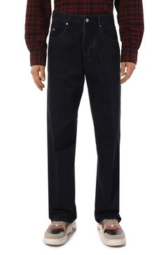 Мужские джинсы EMPORIO ARMANI темно-синего цвета, арт. 6R1J74/1DMBZ | Фото 3 (Длина (брюки, джинсы): Стандартные; Материал сплава: Проставлено; Драгоценные камни: Проставлено; Материал внешний: Хлопок, Деним; Кросс-КТ: Деним; Силуэт М (брюки): Широкие; Стили: Повседневный)