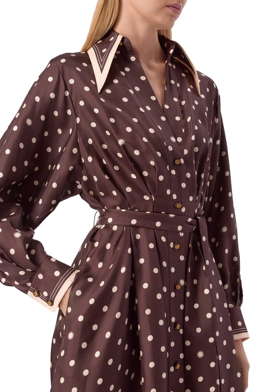 Шелковое платье Zimmermann 8879DS26R Коричневый  8879DS26R Фото 4