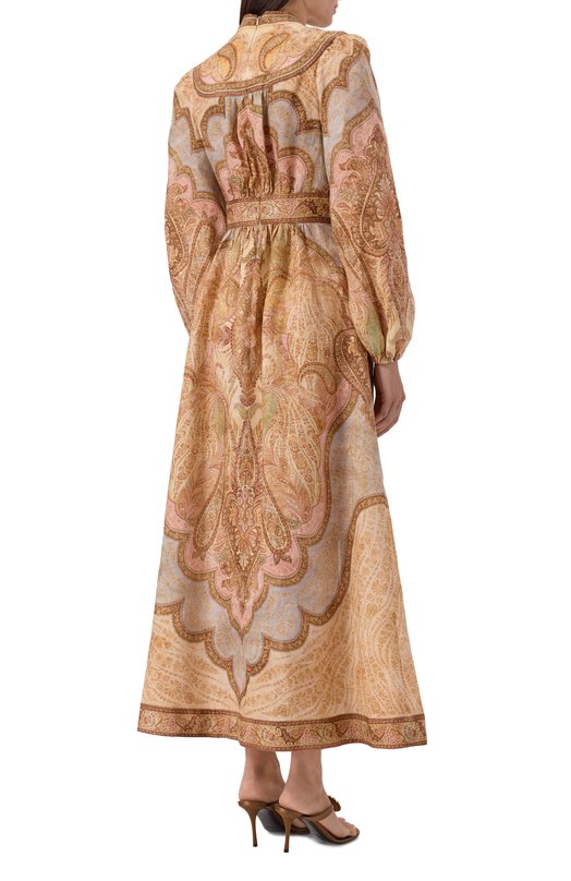 Льняное платье Zimmermann 5753DRS262 Коричневый  5753DRS262 Фото 3