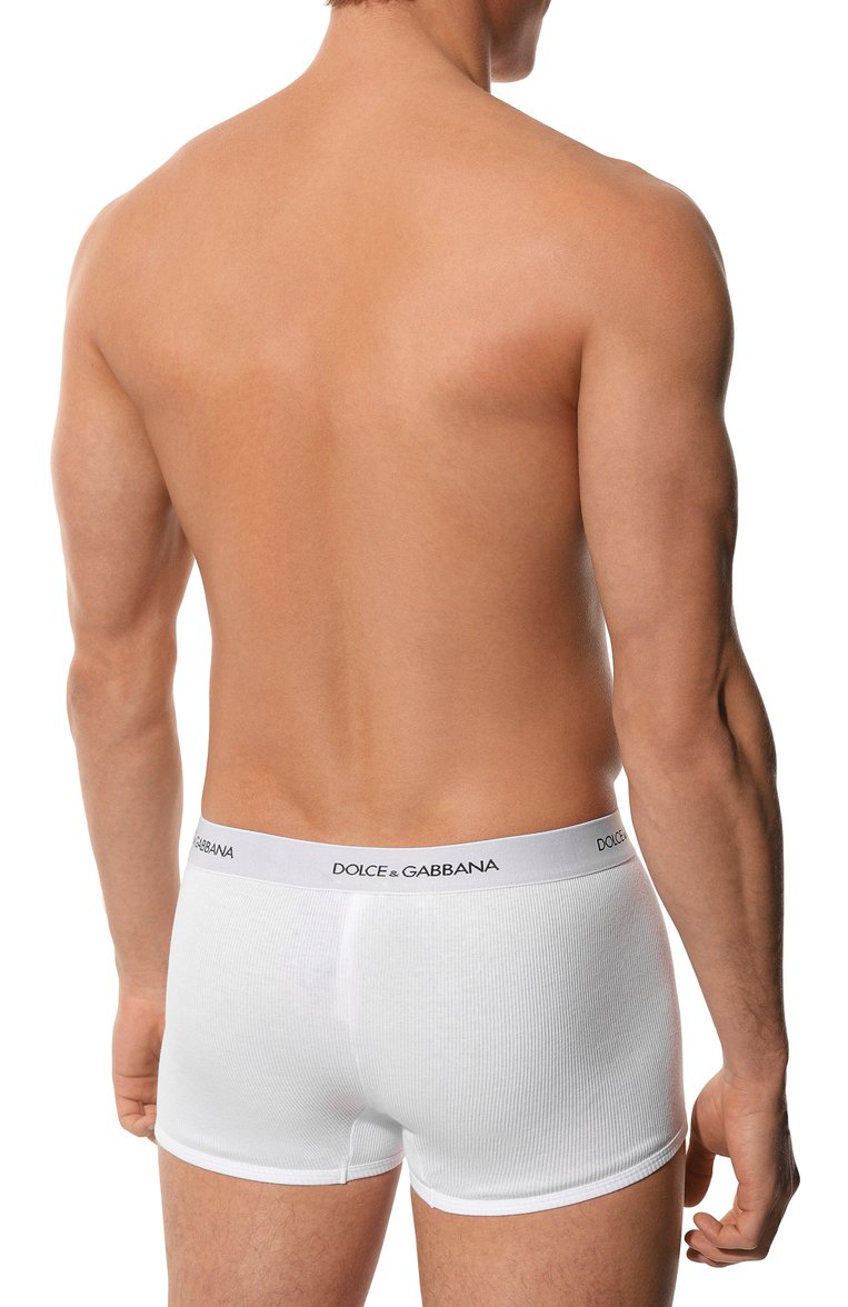 Мужские хлопковые боксеры DOLCE & GABBANA белого цвета, арт. M4C13J/0NN96 | Фото 3 (Нос: Не проставлено; Материал внешний: Хлопок; Кросс-КТ: бельё; Мужское Кросс-КТ: Трусы; Трусы М: Боксеры)