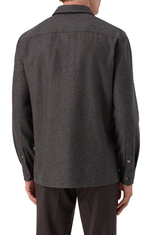 Шерстяная рубашка Brunello Cucinelli M038P0720 Коричневый  M038P0720 Фото 4