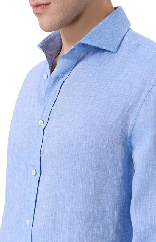 Льняная рубашка Brunello Cucinelli MM6840627 Голубой  MM6840627 Фото 5