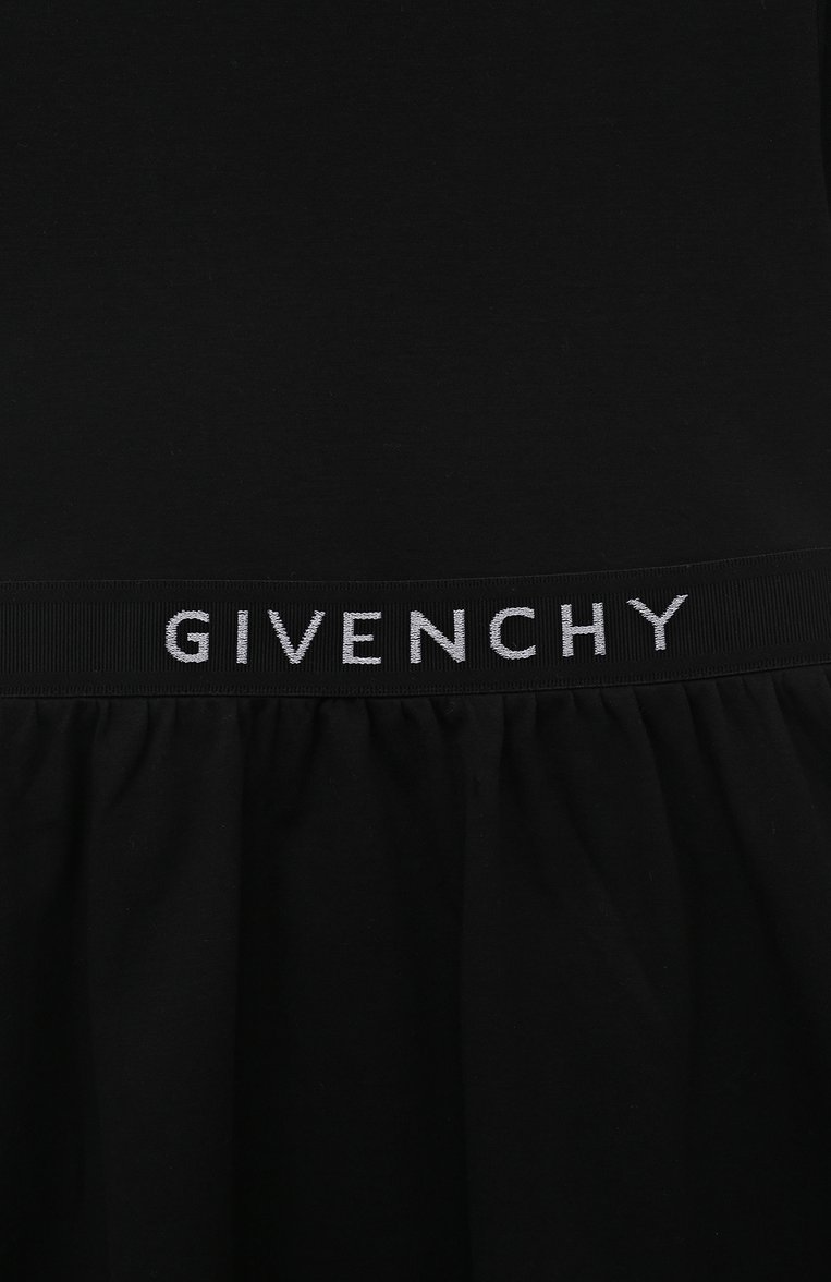 Детское хлопковое платье GIVENCHY черного цвета, арт. H12331/6A-12A | Фото 3 (Рукава: Короткие; Случай: Повседневный; Материал сплава: Проставлено; Материал внешний: Хлопок; Девочки Кросс-КТ: Платье-одежда; Драгоценные камни: Проставлено; Ростовка одежда: 5 лет | 110 см, 7 лет | 122 см, 9 лет | 134 см, 12 лет | 152 см)