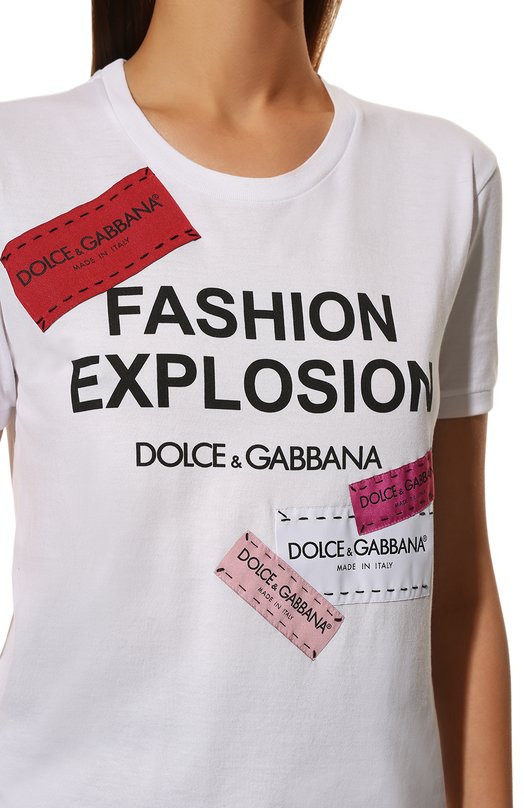 Хлопковая футболка Dolce & Gabbana F8K74Z/G7RYQ/0UTLET AW22-23 Белый  F8K74Z/G7RYQ/0UTLET AW22-23 Фото 5