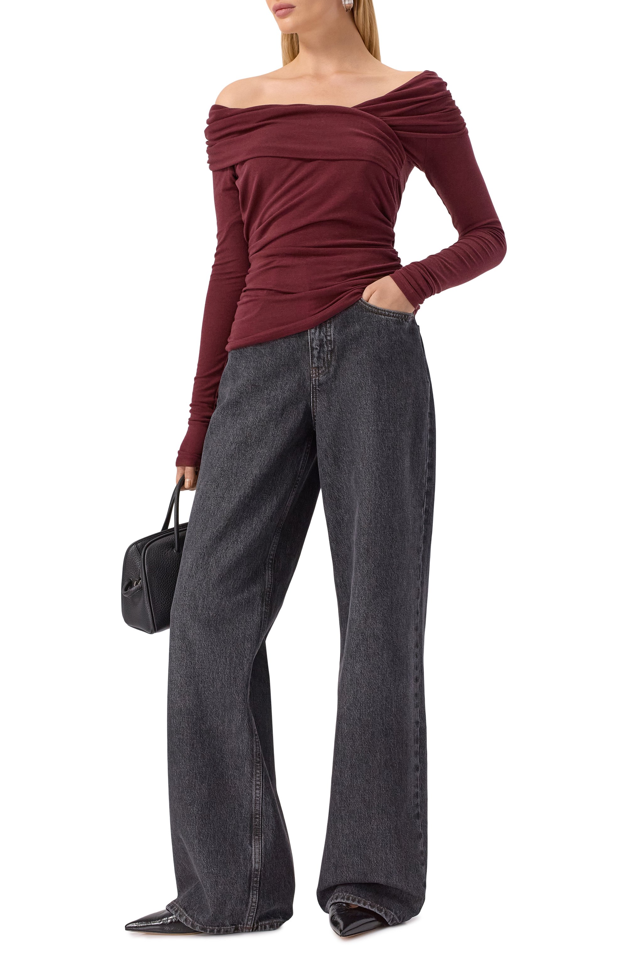 Топ из вискозы и шерсти 12 STOREEZ бордового цвета по цене 9800 руб., арт. 133777, фото 2 Топ из вискозы и шерсти 12 STOREEZ, арт. 133777, фото 2