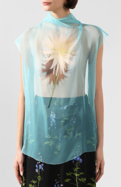 Шелковый топ DRIES VAN NOTEN голубого цвета по цене 65100 руб., арт. 192-10739-8136, фото 3 Шелковый топ DRIES VAN NOTEN, арт. 192-10739-8136, фото 3
