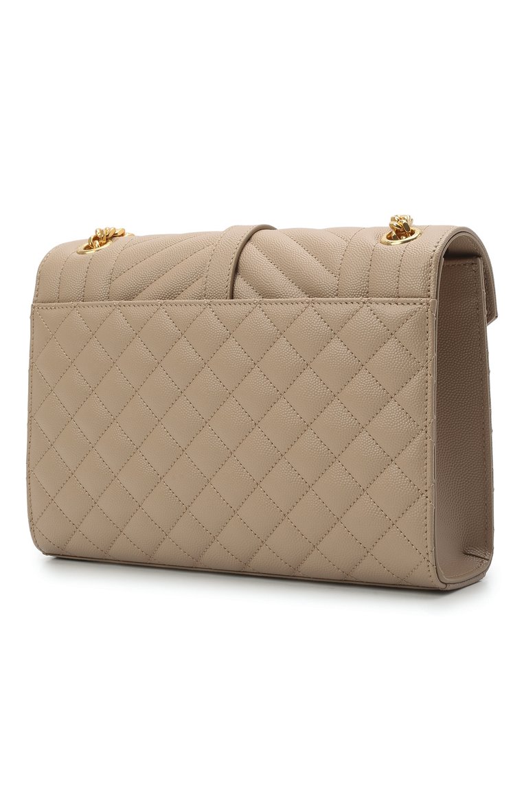 Женская сумка monogram envelope medium SAINT LAURENT светло-бежевого цвета, арт. 600185/B0W91 | Фото 4 (Материал: Натуральная кожа; Ремень/цепочка: На ремешке; Размер: medium; Сумки-технические: Сумки через плечо)