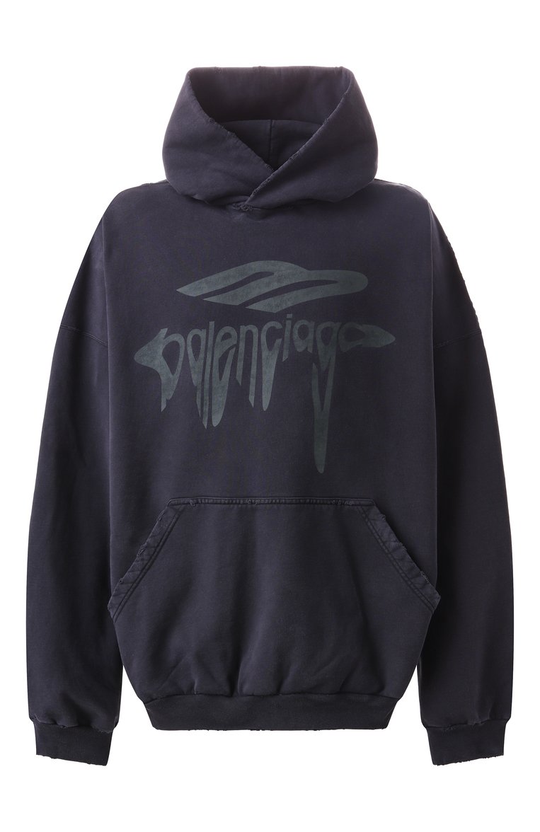 Мужской хлопковое худи BALENCIAGA черного цвета, арт. 803265/TRVS9 | Фото 1 (Длина (для топов): Стандартные; Материал сплава: Проставлено; Драгоценные камни: Проставлено; Материал внешний: Хлопок; Рукава: Длинные; Мужское Кросс-КТ: Худи-одежда; Принт: С принтом; Стили: Спорт-шик)