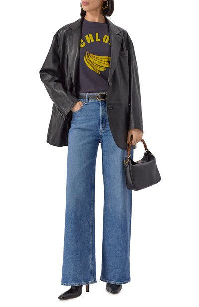 Хлопковая футболка CHLOÉ темно-синего цвета по цене 61550 руб., арт. CH25SJH08187, фото 2 Хлопковая футболка CHLOÉ, арт. CH25SJH08187, фото 2